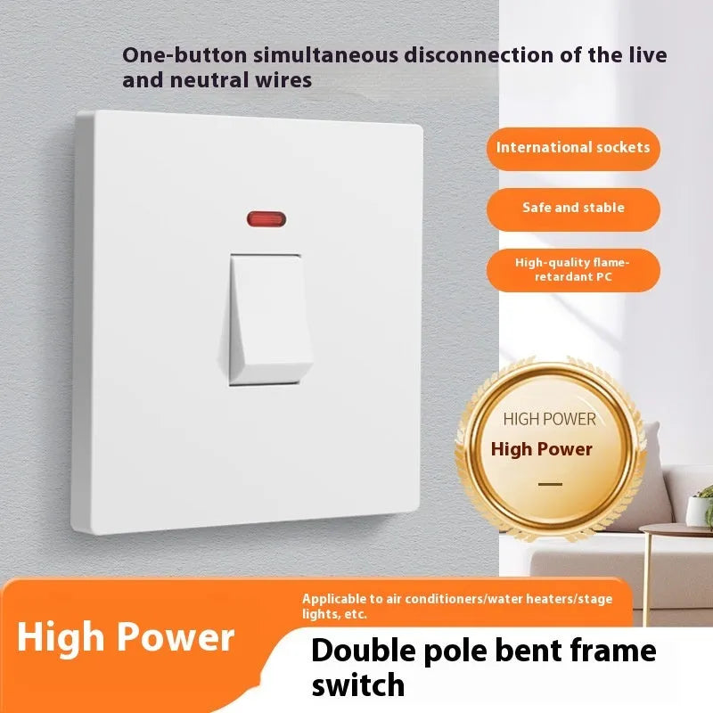 Gold, gray, and white heavy-duty 25A 45A illuminated electrical switch for water heaters.