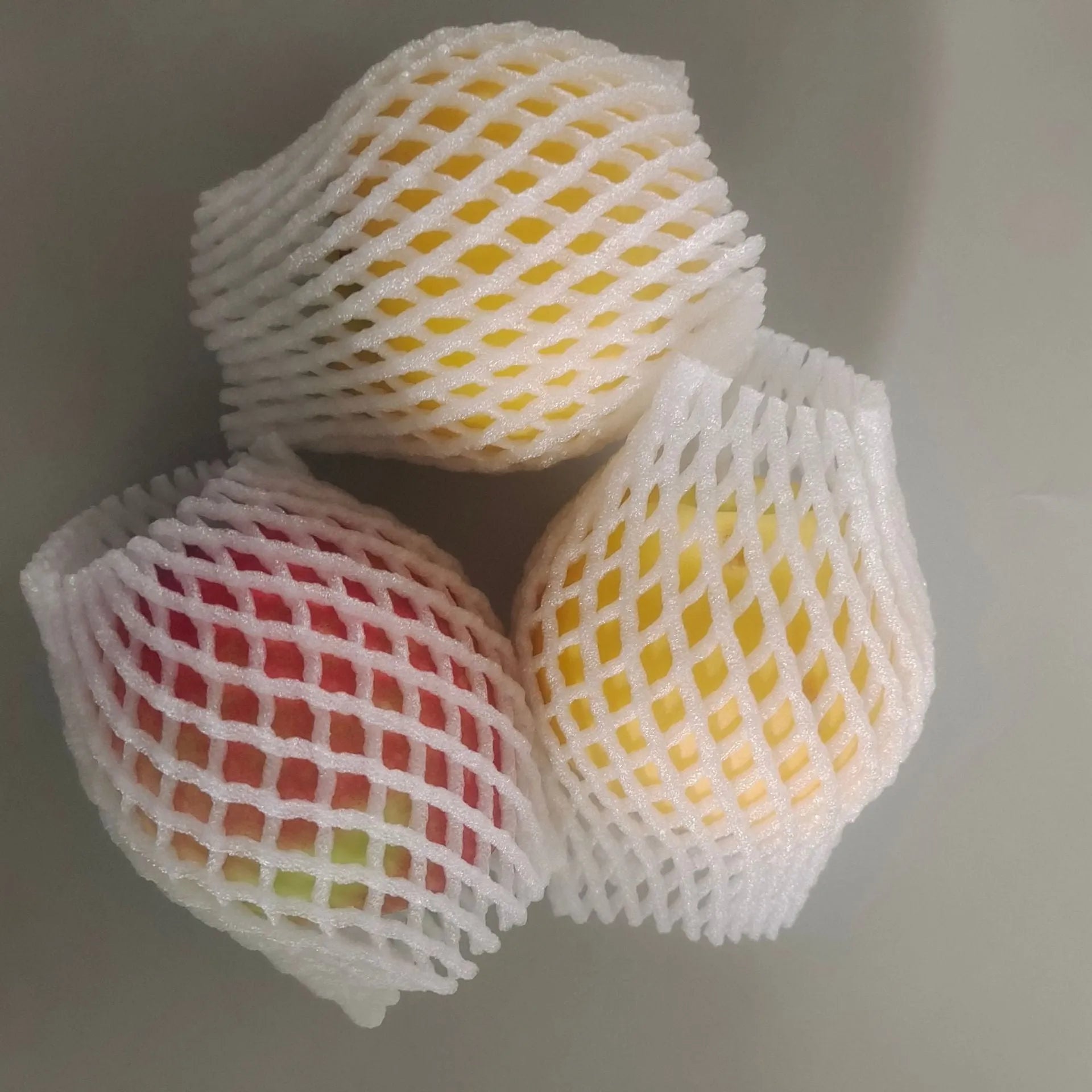 White foam protective case showing stretchable net construction for item cushioning