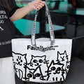 Waterproof woven handbag with colour printing for clothing and cosmetic storage