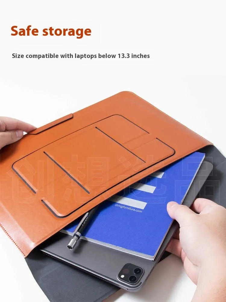Integrated dual-angle laptop bracket bag for 13.3-inch notebooks in black business style