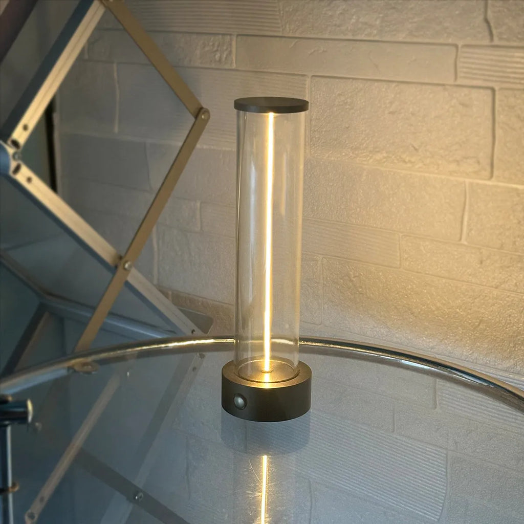 Modern glass LED light strip with magnetic base measuring 53mm by 234mm
