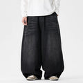 Men's plus size baggy jeans with wide leg and straight opening in American casual style