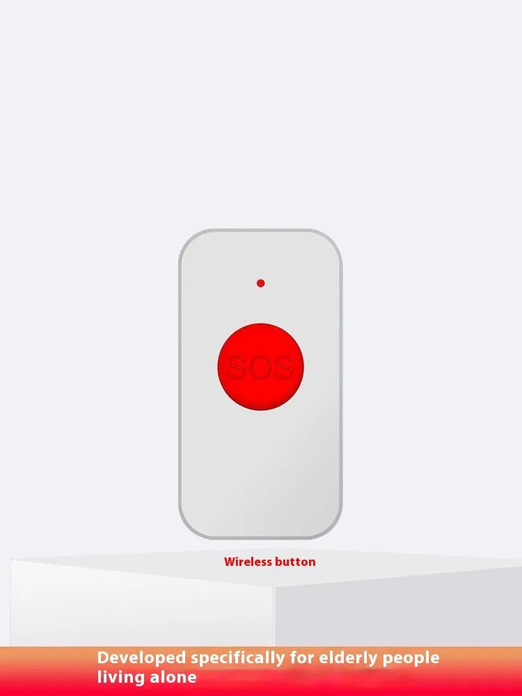 White elderly emergency alert device with wireless buzzer and three emergency buttons for home safety