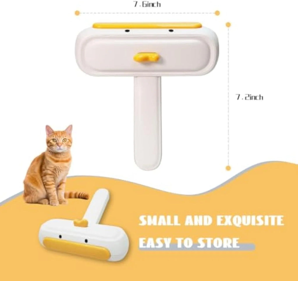 Portable pet hair remover with yellow duck cartoon design and polyester bristles