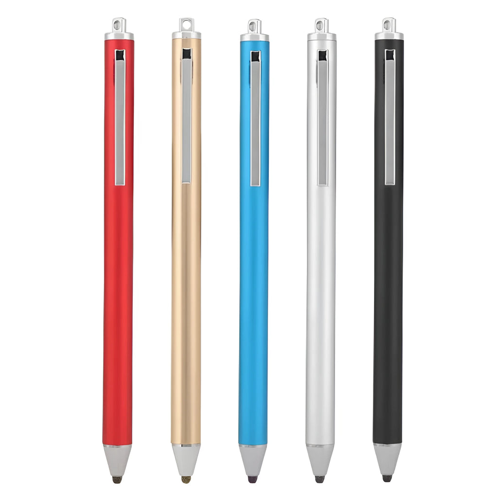 Metal barrel passive stylus pen with fine tip for touchscreen devices in seven colour options