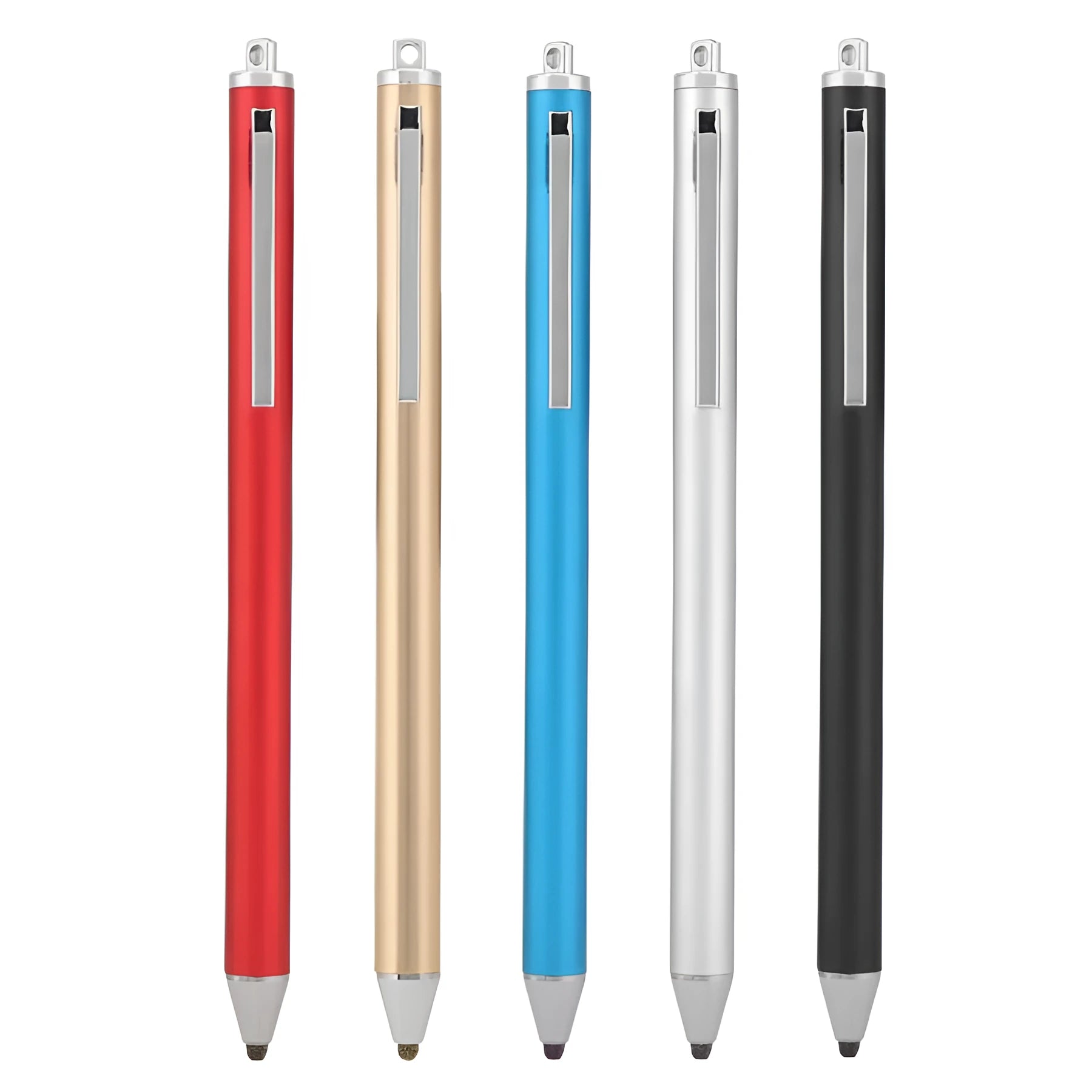 Metal barrel passive stylus pen with fine tip for touchscreen devices in seven colour options