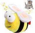 Yellow bee-shaped flannelette cat toy with motion-activated electronic squeak.