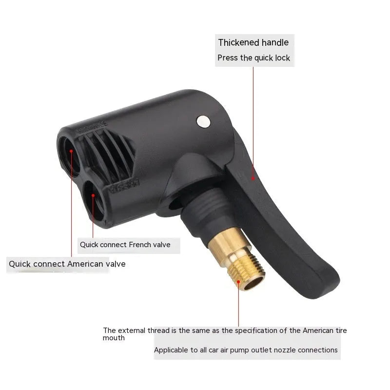Vehicle air conversion inflatable chuck set with two 16cm clarinet nozzles and a hose for car tyre inflation