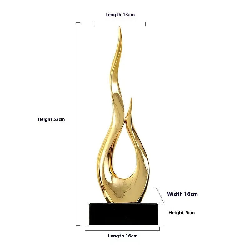 Resin high-rise festival decoration craft in bright gold colour with modern simple design