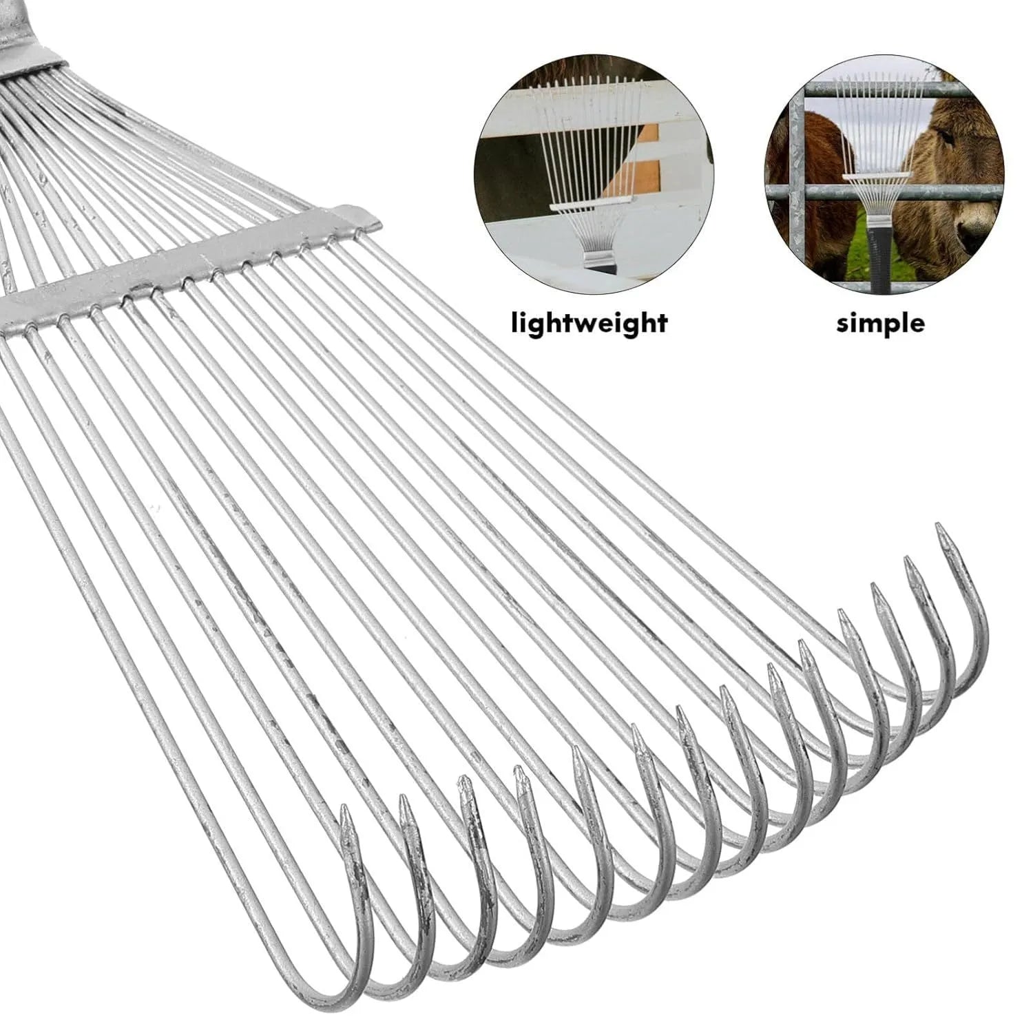 Stainless steel pet dematting brush rake comb for horse and dog grooming.