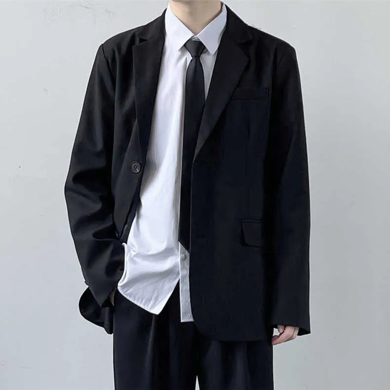 Plus size men's two-piece suit set with white dress shirt and tie on hanger