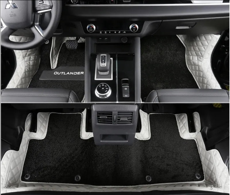 Custom floor mats for 2023 Mitsubishi Outlander five-seat model in black, grey and brown colour options