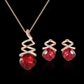 Bridal jewellery set with water wave chain necklace and matching earrings, adjustable 51-80cm