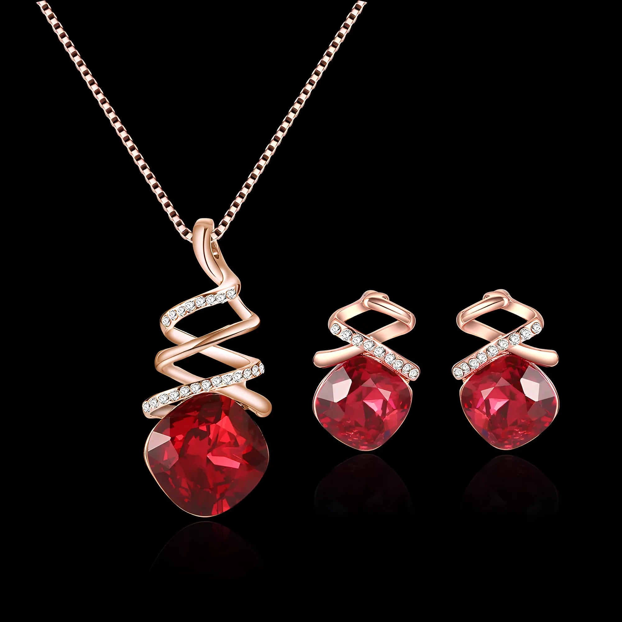 Bridal jewellery set with water wave chain necklace and matching earrings, adjustable 51-80cm
