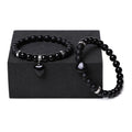 Set of two polished natural stone heart-shaped bracelets for couples in matching colour