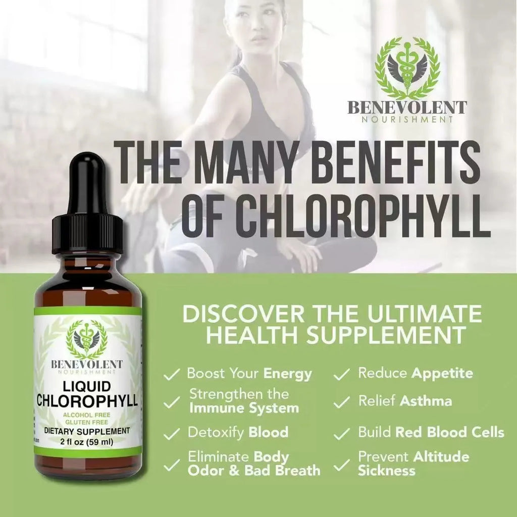 60ml bottle of peppermint-flavoured liquid chlorophyll drops with dropper for internal deodorant and digestive care