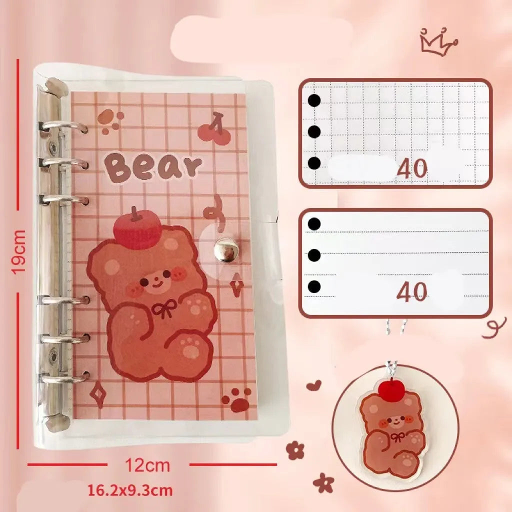 A6 loose-leaf notebook with heart cover, 80 pages of 70g double tape paper, 6-hole binding, 90x170mm