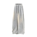Men's straight-leg fleece-lined trousers in light grey, showing elastic waist and casual drape.
