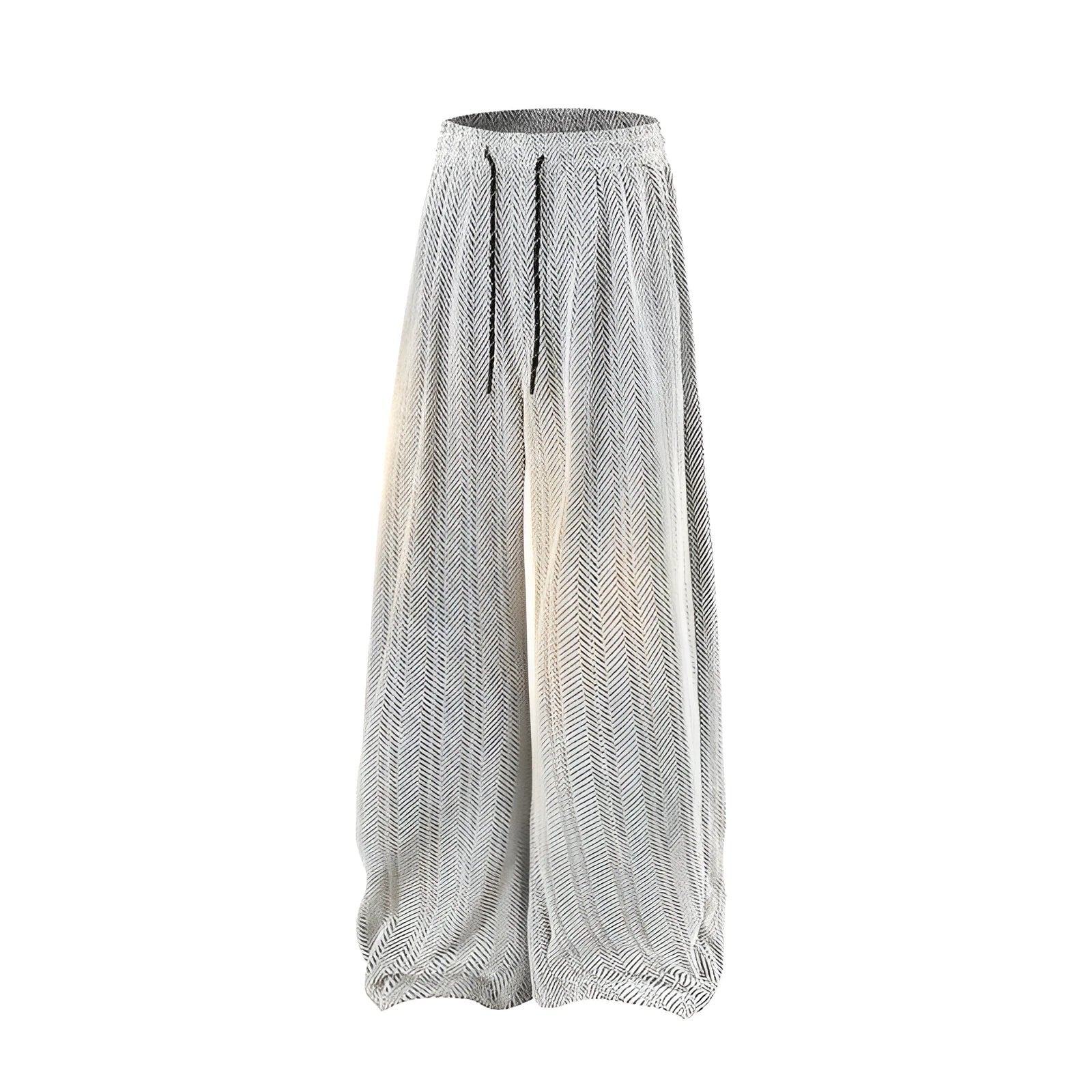 Men's straight-leg fleece-lined trousers in light grey, showing elastic waist and casual drape.