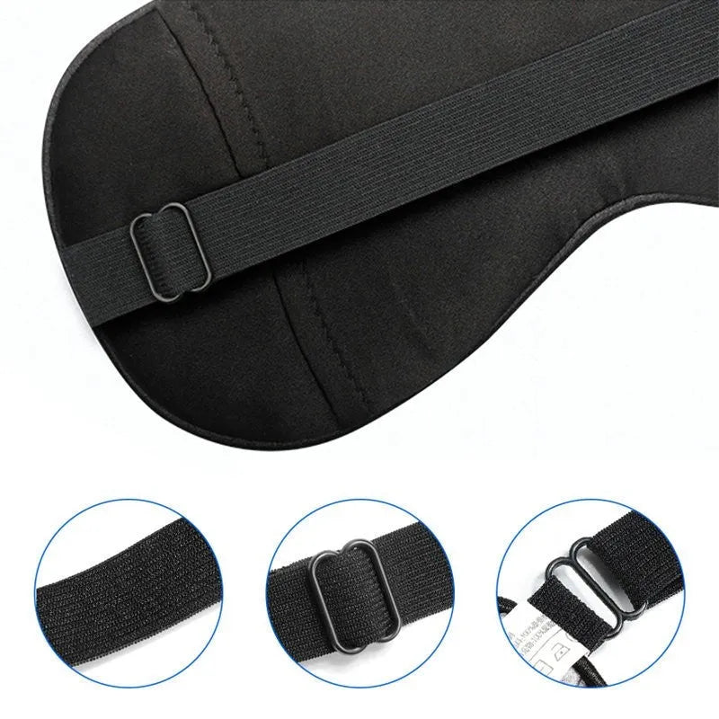 Silk eye mask with ice cube design in black, lightweight for sleep and travel