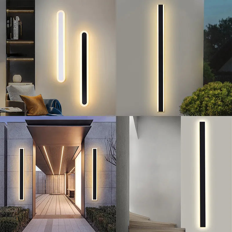 150cm straight outdoor LED wall lamp with wrought iron construction and IP65 waterproof rating