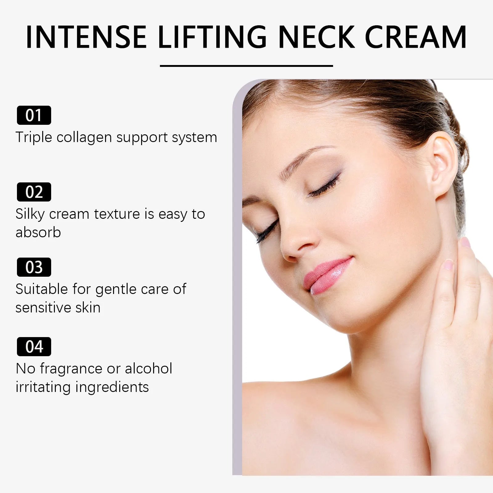 Lifting And Tightening Neck Cream 50g jar with hydrolyzed collagen and shea butter for neck skincare