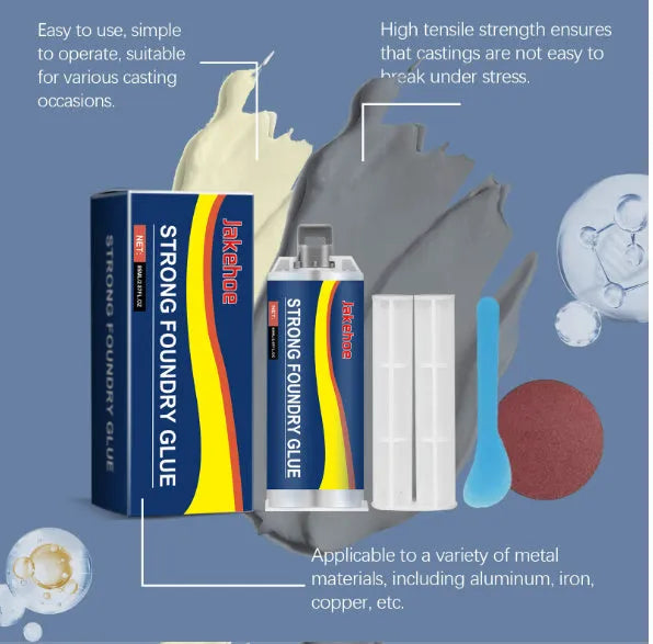85ml metal sealant epoxy kit with glue tubes, push rod, scraper and sandpaper for waterproof repairs.