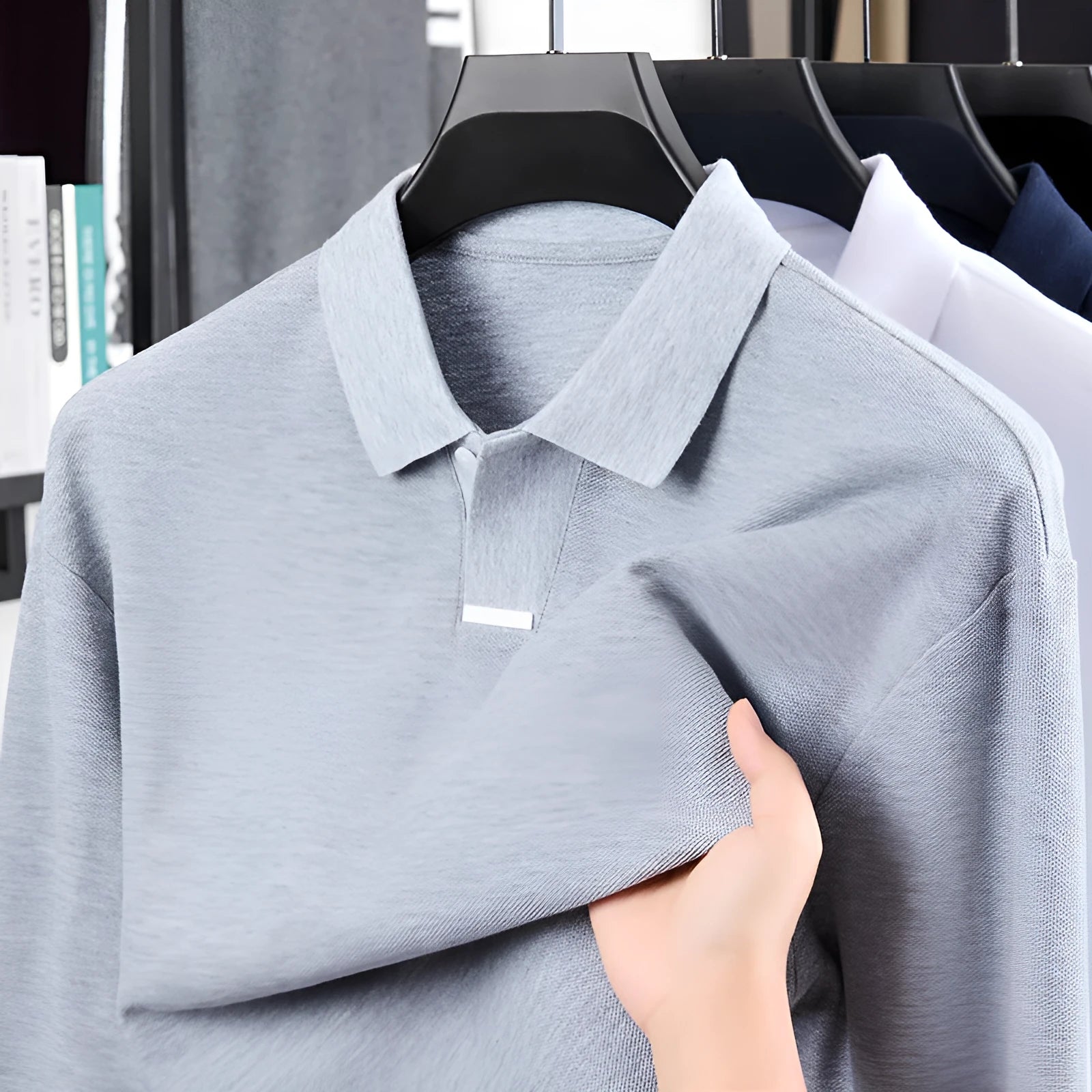 Men's loose fit cotton polo shirt with lapel collar in multiple colour options