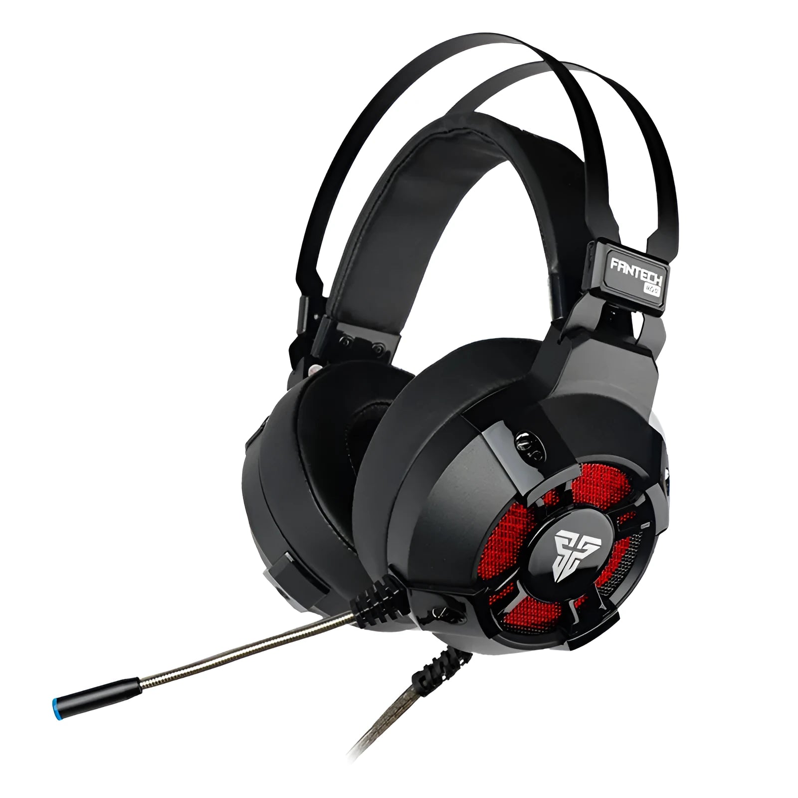 Black FANTECH HG11 USB gaming headset with RGB lighting on earcups and a long cable.