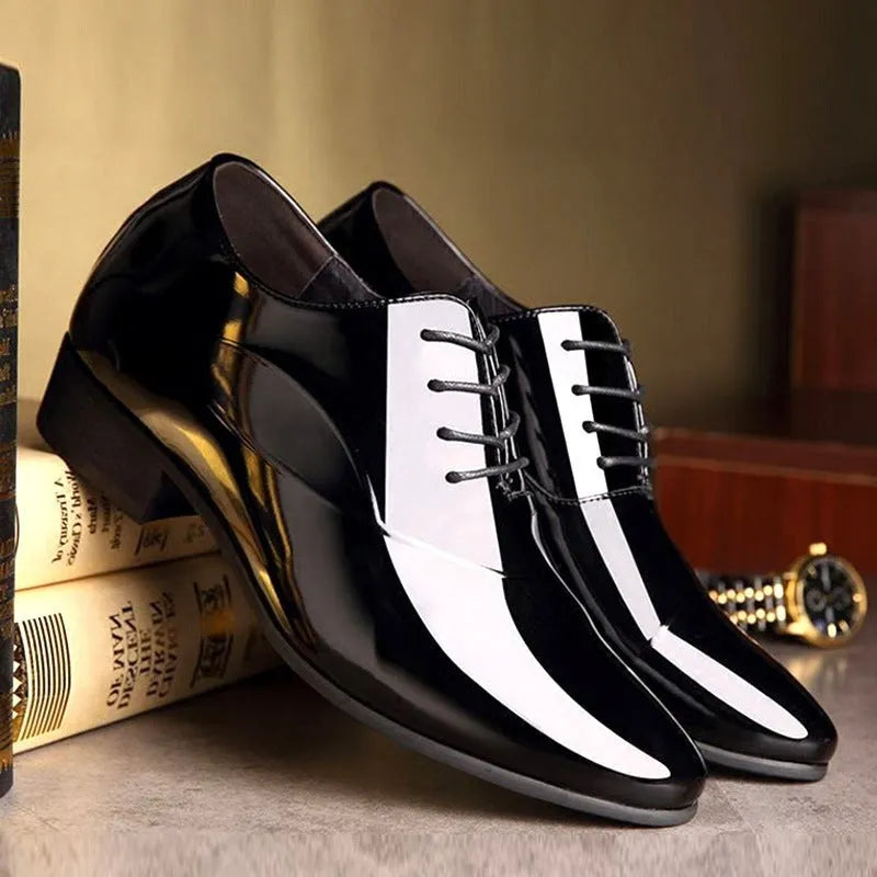 Men's business formal shoes with pointed toe and artificial PU upper in black colour