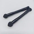Double-headed miter sponge concealer brush with wooden handle and artificial fibre bristles in elegant black
