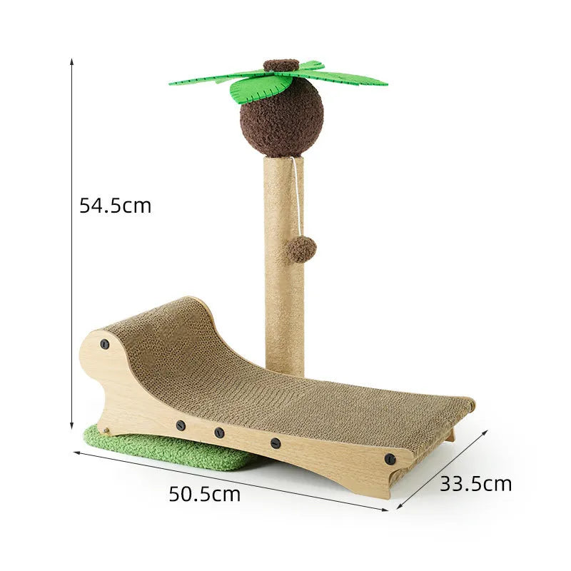 Wooden beach chair style cat climbing frame with scratch boards and hemp mat surfaces