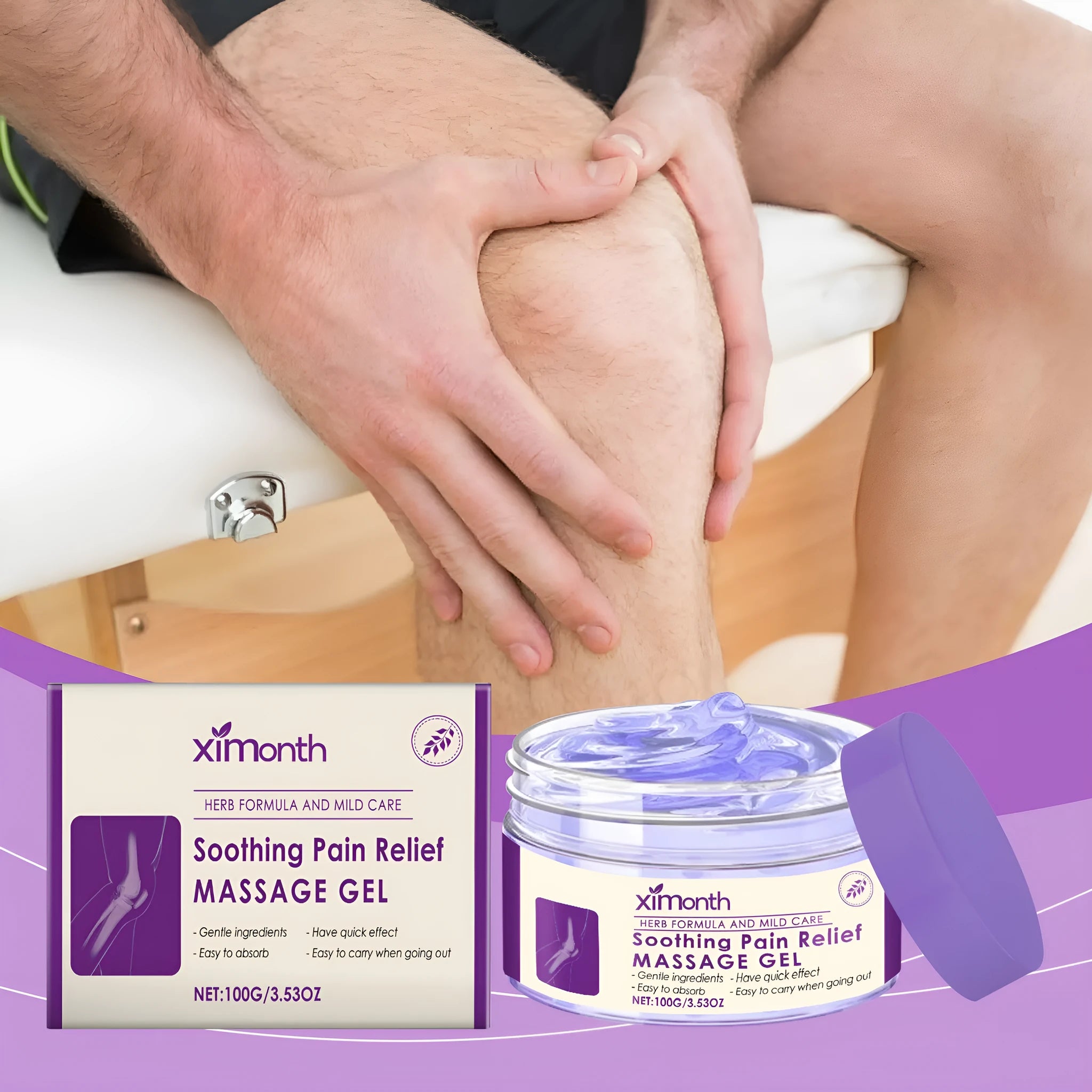 100g tube of body massage gel for joints, knees and elbows on a white background.