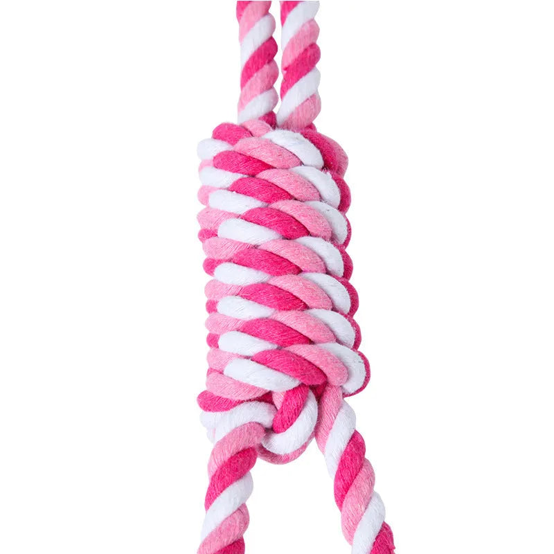 Cotton string dog toy for medium large dogs measuring approximately 38cm in red white colour combination
