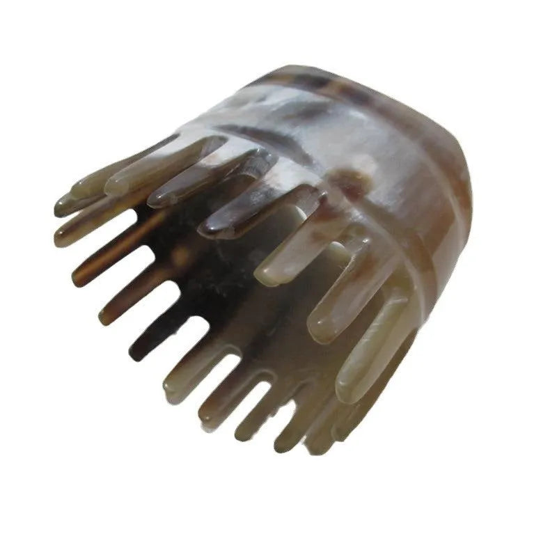 White buffalo horn meridian massage comb with black horn half wide tooth shampoo comb design