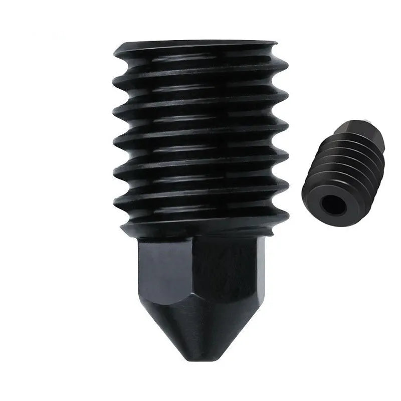 Hardened steel hot end assembly for A1 A1 Mini 3D printer with interchangeable nozzles and black silicone sleeve