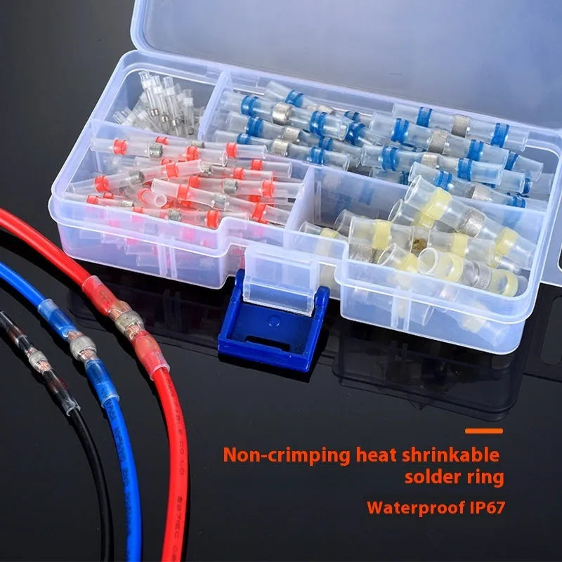 Heat shrink solder ring terminal connector for waterproof electrical wiring in multiple colour options