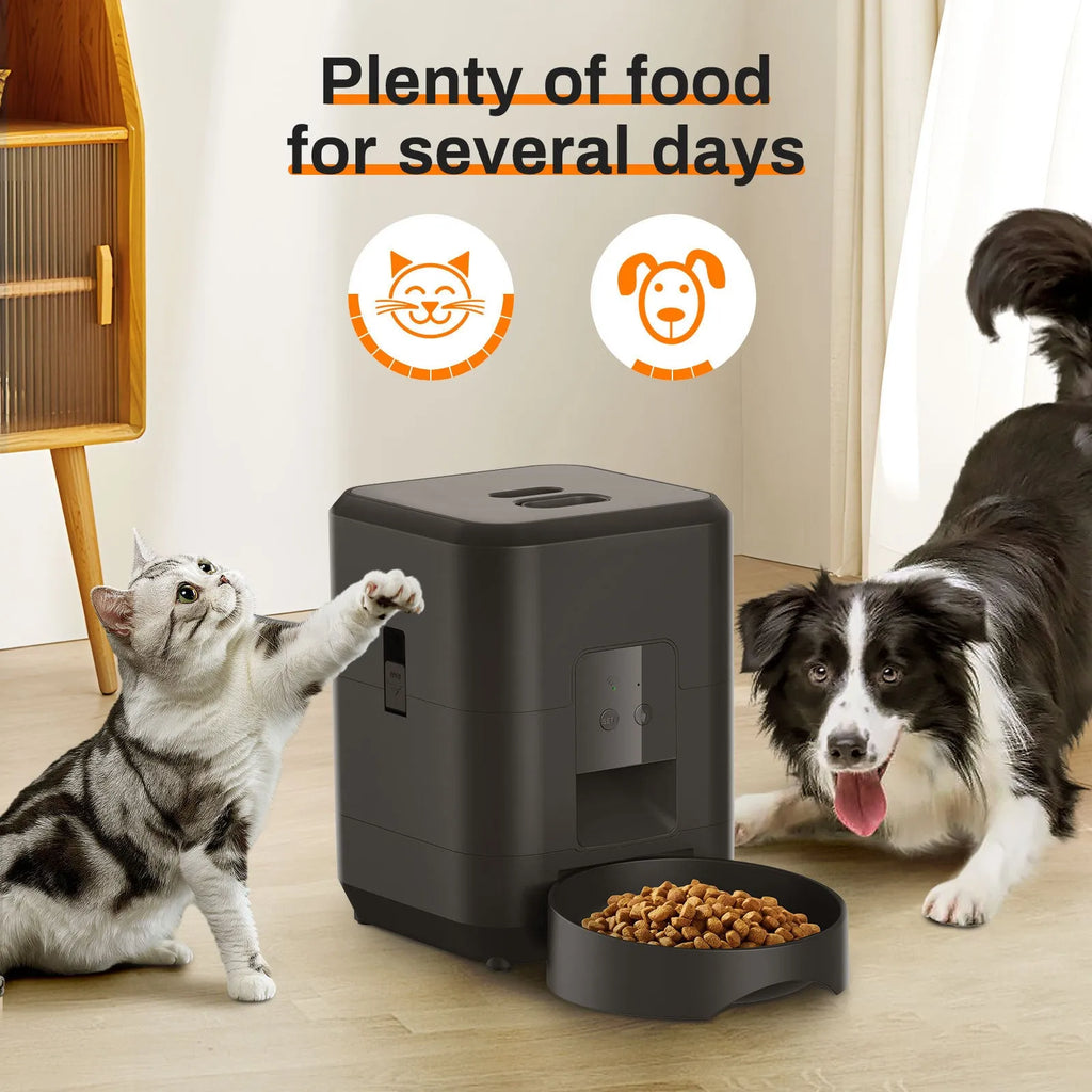 Pet intelligent automatic cat feeder with white button control and power supply options