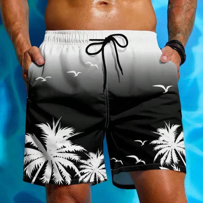 Men's loose fit ethnic style swimming trunks board shorts in solid colour