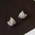 Women's geometric line design earrings in platinum colour with zircon construction