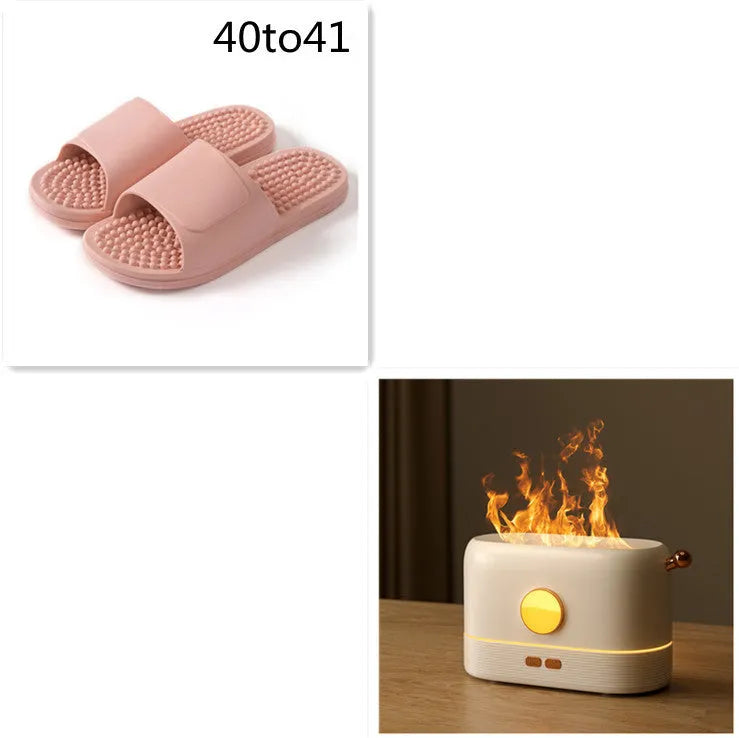 USB desktop humidifier with decorative flame effect showing black plastic construction