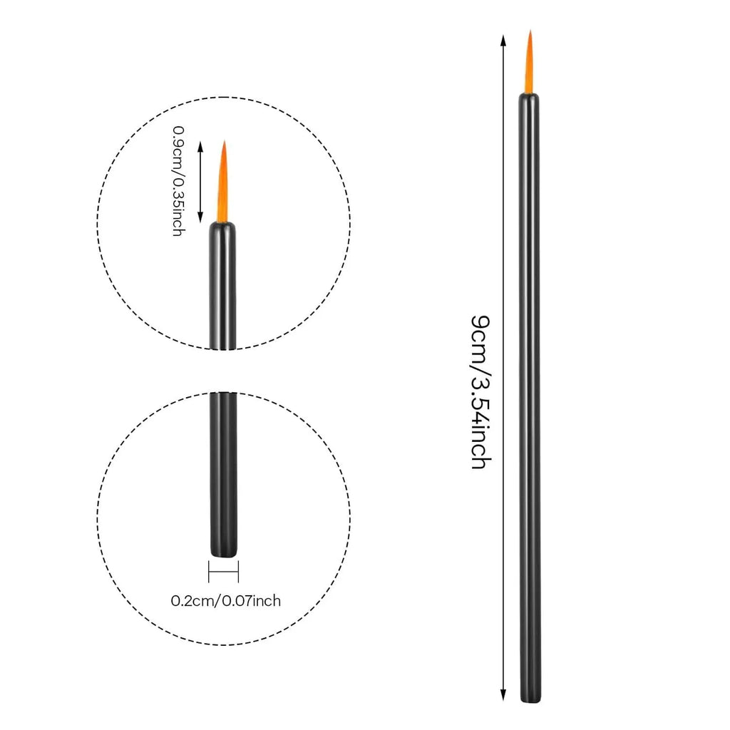 100 pack black disposable eyeliner brushes with ultra-fine tips on white background