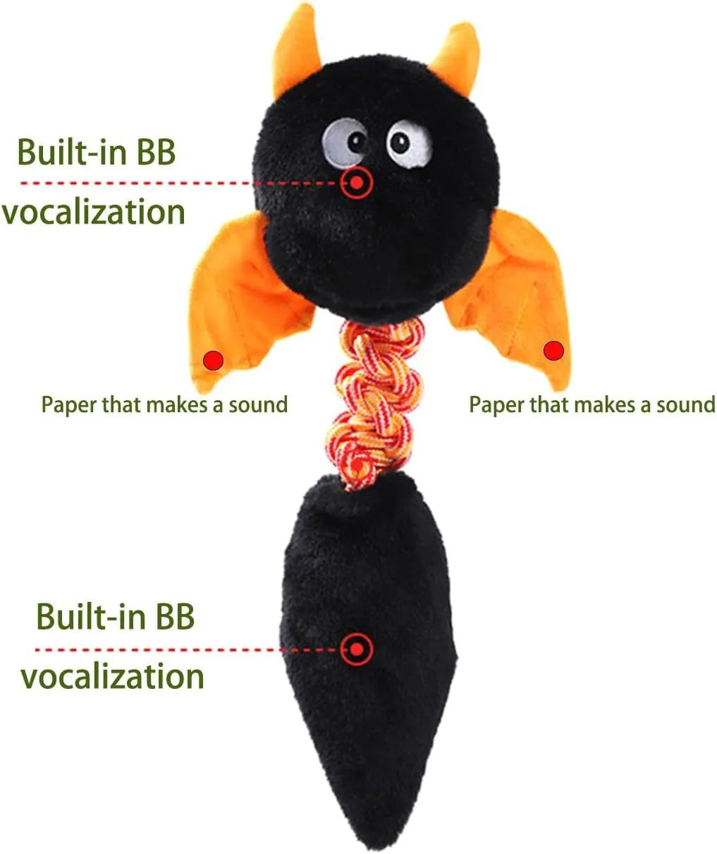 Large green plush dog toy with rope knot and realistic cartoon design on light background