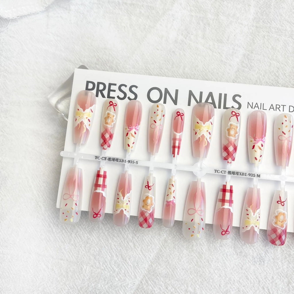 French butterfly bear antique style XINGX wear nail tip set 40 pieces long ladder ultra-thin seamless