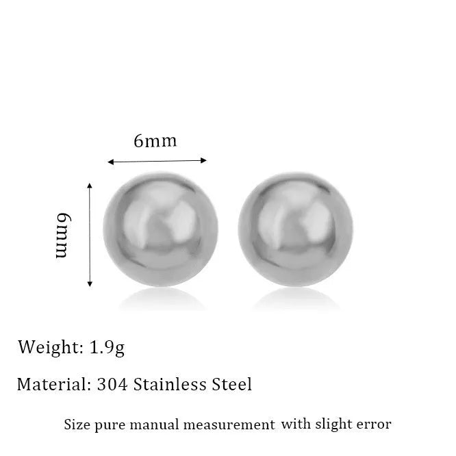 Stainless steel ball stud earrings minimalist geometric design gold silver colours