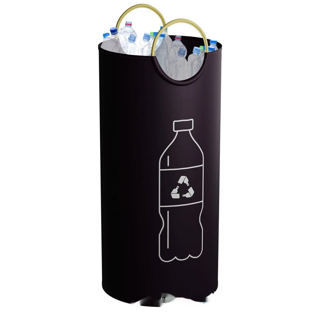 Round plastic waste bin with 38cm diameter opening, 72cm tall, available in plain or patterned designs