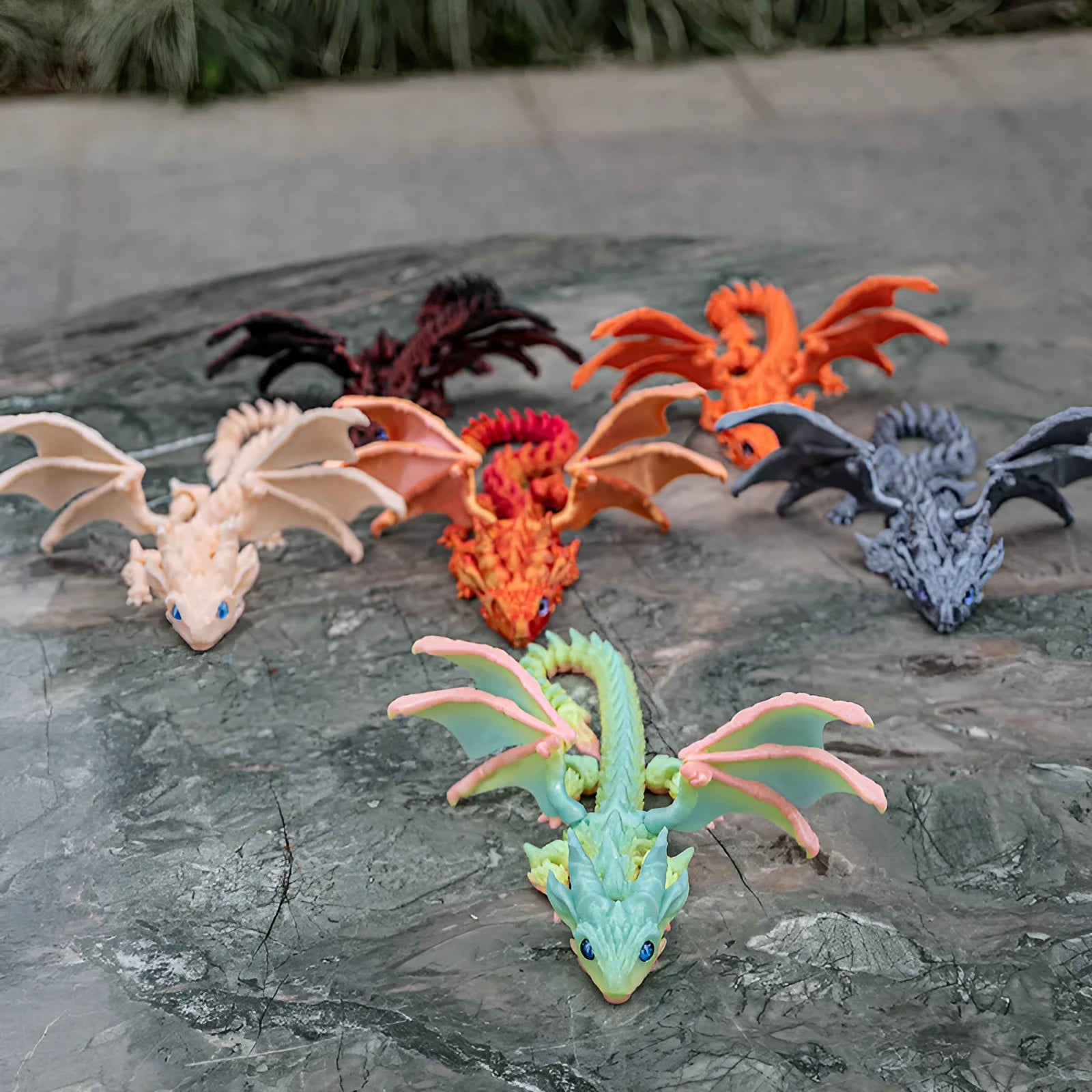 Red and gold Print Flying Dragon Wings decoration toy made from PLA plastic.