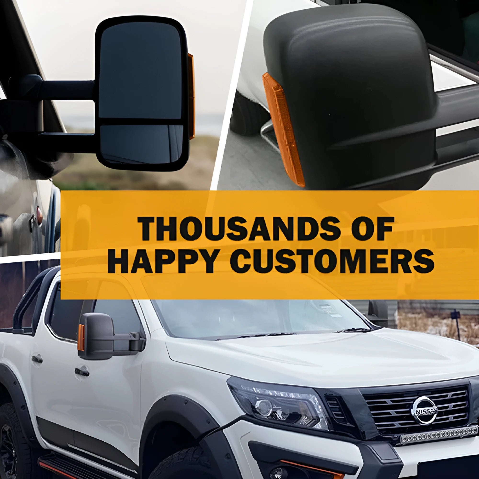 Black electric exterior rear vision mirror for Nissan D23 NP300 2015-ON with large view and light