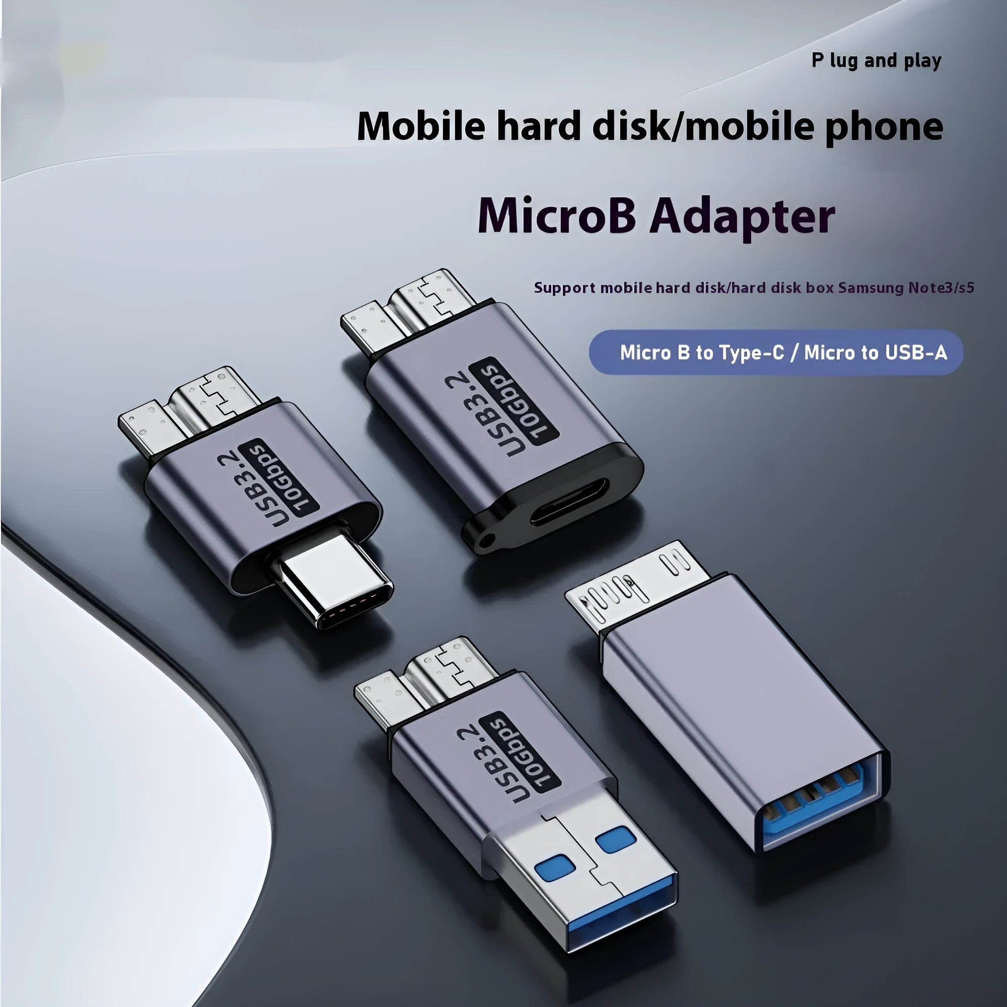 USB AM to Micro-B adapter with four different interface connectors for legacy device connectivity