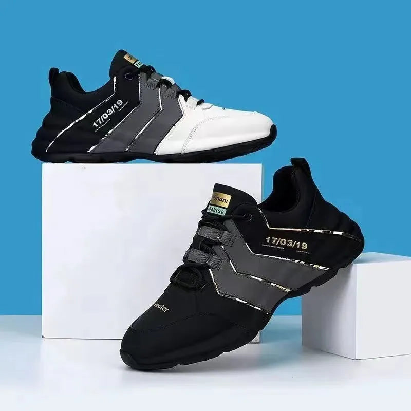 Low-top casual sneaker with thick plastic sole and mesh lining in grey and black colourway.